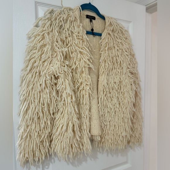 Rag & Bone Cream Shaggy Yarn Fringes Wool jacket - Picture 2 of 5